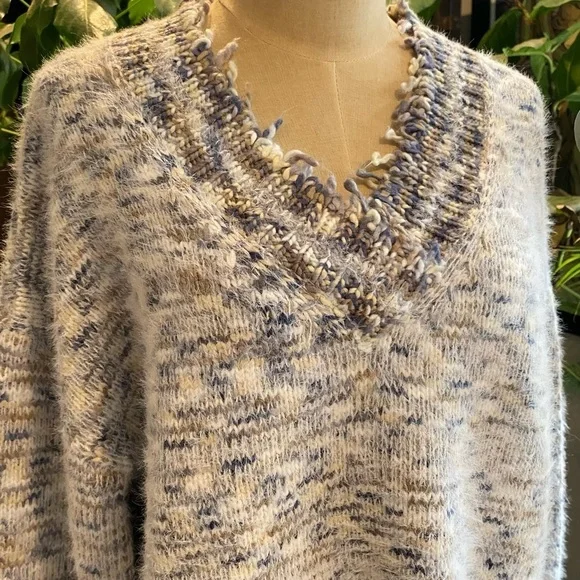 Anthropologie Frayed Confetti Oversized sweater